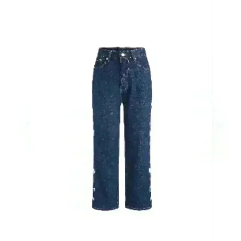 CIDER HIGH WAISTED Side Floral Embroidery Jeans SIZE SMALL